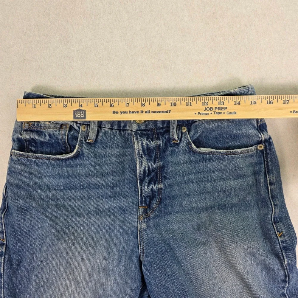Good American Womens High Rise Straight Leg Distressed Jeans Blue‎ GV050T 6/28